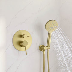 Shower System, Circular, Wall Mounted, Rough-In Valve, Brushed Gold