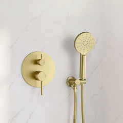 Shower System, Circular, Wall Mounted, Rough-In Valve, Brushed Gold