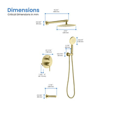 Shower System, Circular, Wall Mounted, Rough-In Valve, Brushed Gold