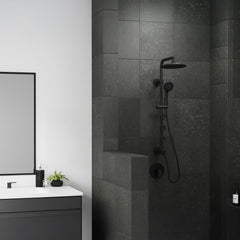 Shower System, Lanai, 8-Inch Rain Showerhead, 3 Body Jets, Matte Black