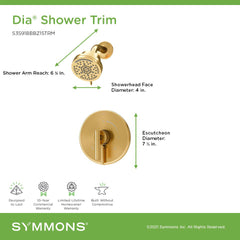 Shower Trim, Dia, HydroMersion, Single Handle, Wall Mount, Bronze