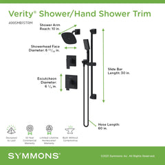 Shower Trim Kit, Verity, Wall Mount, Brass, Matte Black