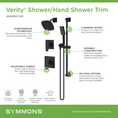 Shower Trim Kit, Verity, Wall Mount, Brass, Matte Black