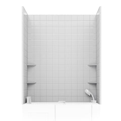 Shower Wall Set, Rampart, 60 in. W x 60 in. H with 4 in. Square Tile in White