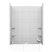 Shower Wall Set, Rampart, 60 in. W x 60 in. H with 4 in. Square Tile in White