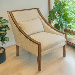 Side Accent Chair with Solid Wood Frame and Polyester Blend Upholstery