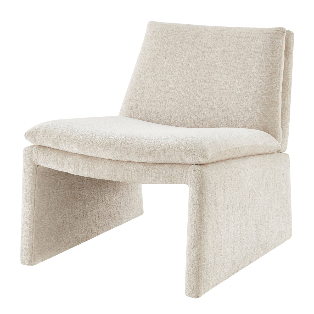 Side Chair, Beige Chenille with Sled Base