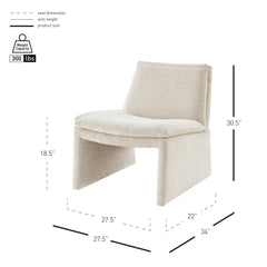 Side Chair, Beige Chenille with Sled Base