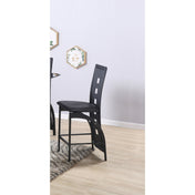 Side Chair, Black Faux Leather, Black Metal Legs