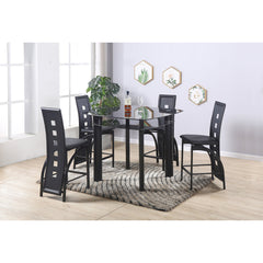 Side Chair, Black Faux Leather, Black Metal Legs