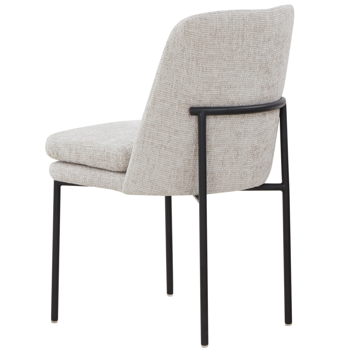Side Chair, Chenille Upholstered, Rubberwood Frame, Iron Legs, Light Gray