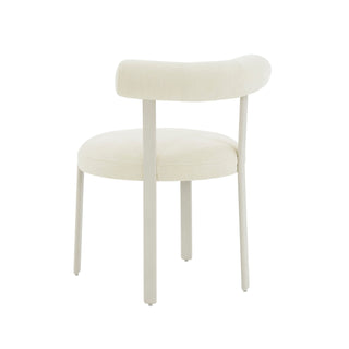 Side Chair, Cream Chenille Upholstery, Steel Legs