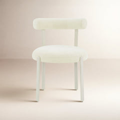 Side Chair, Cream Chenille Upholstery, Steel Legs
