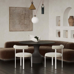Side Chair, Cream Chenille Upholstery, Steel Legs