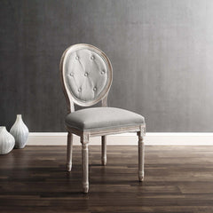 Side Chair, Light Gray Polyester Blend, Fluted Solid Wood Frame