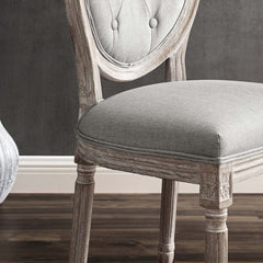 Side Chair, Light Gray Polyester Blend, Fluted Solid Wood Frame
