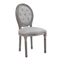 Side Chair, Light Gray Polyester Blend, Fluted Solid Wood Frame