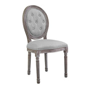 Side Chair, Light Gray Polyester Blend, Fluted Solid Wood Frame