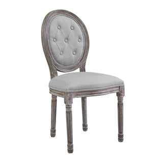 Side Chair, Light Gray Polyester Blend, Fluted Solid Wood Frame