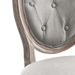 Side Chair, Light Gray Polyester Blend, Fluted Solid Wood Frame