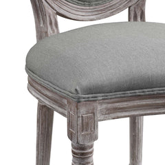 Side Chair, Light Gray Polyester Blend, Fluted Solid Wood Frame