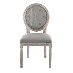 Side Chair, Light Gray Polyester Blend, Fluted Solid Wood Frame