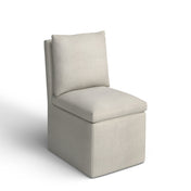 Side Chair, Linen Upholstery with Wood Frame and Rolling Casters