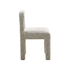 Side Chair, Pine Wood Frame, Gray Boucle Upholstery