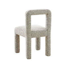 Side Chair, Pine Wood Frame, Gray Boucle Upholstery