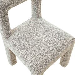 Side Chair, Pine Wood Frame, Gray Boucle Upholstery