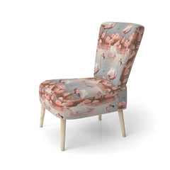 Side Chair, Pink Velvet Animal Print, Solid Wood Legs