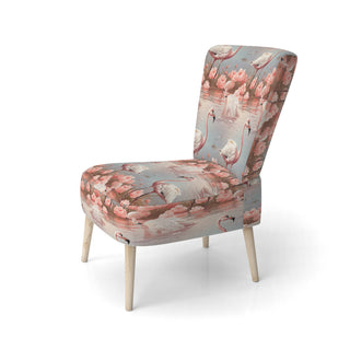 Side Chair, Pink Velvet Animal Print, Solid Wood Legs