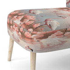 Side Chair, Pink Velvet Animal Print, Solid Wood Legs