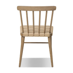 Side Chair, Solid Oak Frame, Spindle Back, Woven Rush Seat