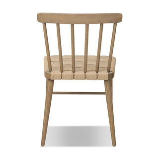 Side Chair, Solid Oak Frame, Spindle Back, Woven Rush Seat