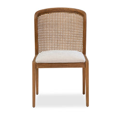 Side Chair, Solid Teak Frame, Stain-Resistant Upholstered Seat, Praline Legs