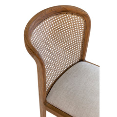 Side Chair, Solid Teak Frame, Stain-Resistant Upholstered Seat, Praline Legs