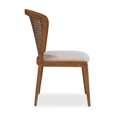 Side Chair, Solid Teak Frame, Stain-Resistant Upholstered Seat, Praline Legs