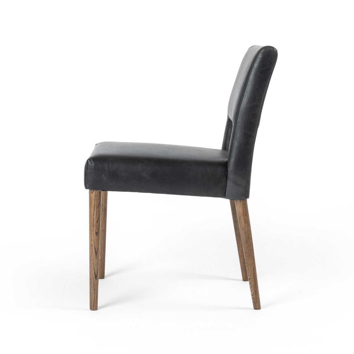 Side Chair, Solid Wood Frame, Upholstered Back with Cutout, Durango Smoke