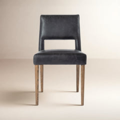 Side Chair, Solid Wood Frame, Upholstered Back with Cutout, Durango Smoke