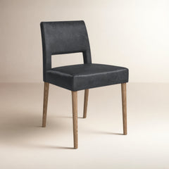 Side Chair, Solid Wood Frame, Upholstered Back with Cutout, Durango Smoke