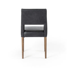 Side Chair, Solid Wood Frame, Upholstered Back with Cutout, Durango Smoke