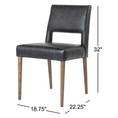 Side Chair, Solid Wood Frame, Upholstered Back with Cutout, Durango Smoke