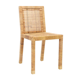 Side Chair, Solid Wood Frame, Wicker Rattan Back, Natural