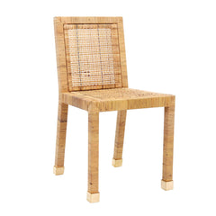 Side Chair, Solid Wood Frame, Wicker Rattan Back, Natural