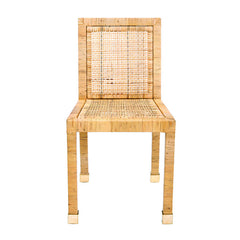 Side Chair, Solid Wood Frame, Wicker Rattan Back, Natural