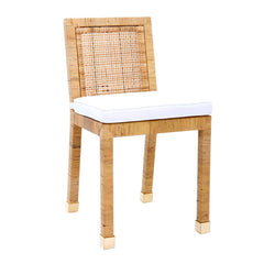 Side Chair, Solid Wood Frame, Wicker Rattan Back, Natural