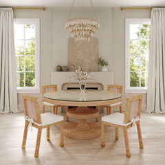 Side Chair, Solid Wood Frame, Wicker Rattan Back, Natural
