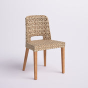 Side Chair, Solid Wood Frame, Woven Back and Seat, Brown Finish