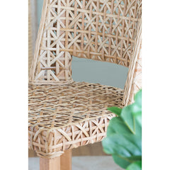 Side Chair, Solid Wood Frame, Woven Back and Seat, Brown Finish